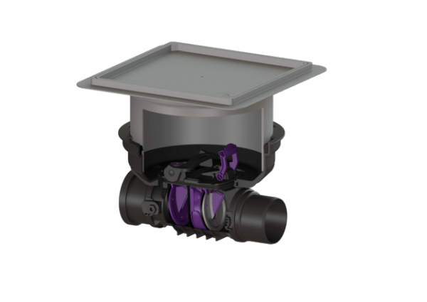 KESSEL Rückstaudoppelverschluss Staufix, DN100, befl. Bodenplatte, Rattenschutz