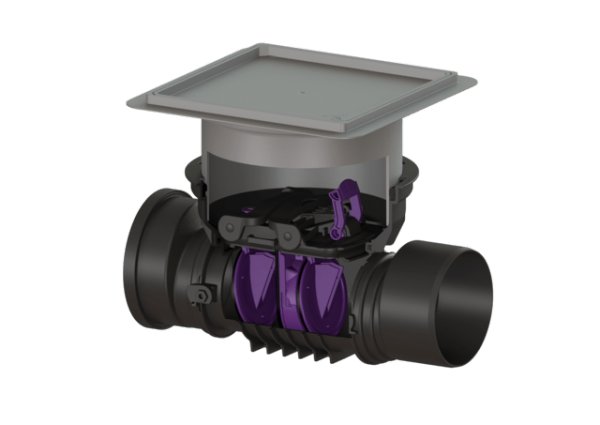 KESSEL Rückstaudoppelverschluss Staufix, Control, DN200, befliesbar, Bodenplatte